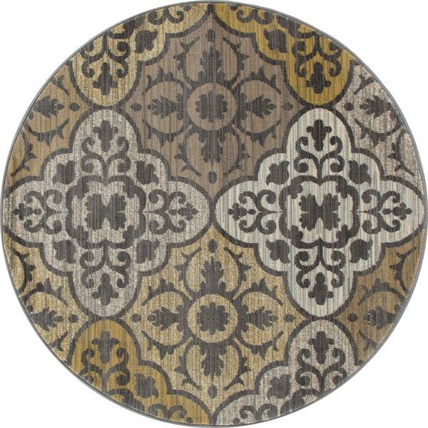 Art Carpet 8 Ft. Arabella Collection Tilework Woven Round Area Rug, Yellow 841864101070